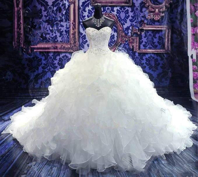Siaoryne sweetheart Ruffle Organza Ball Gown Beading Wedding Dress Princesses Bridal Gowns
