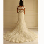 Best Ivory Mermaid wedding Gown Lace Bridal Dress Cap Sleeves robe de mariée 2020