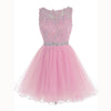 Baby Blue Lace Puffy Short Party Dress Graduation Junior Prom Cocktail Gown