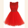 Baby Blue Lace Puffy Short Party Dress Graduation Junior Prom Cocktail Gown