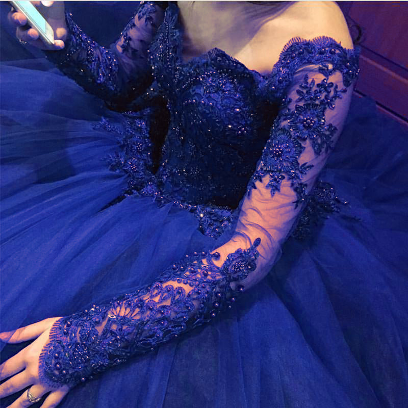 Burgundy Long Sleeves Quinceanera Dress Sweet 15 Dresses Ball Gown Wedding Gown PL2150