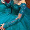 Burgundy Long Sleeves Quinceanera Dress Sweet 15 Dresses Ball Gown Wedding Gown PL2150