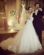 Princess Vintage Ball Gown Bridal wedding dress with Long Sleeves Custom made plus size mariage