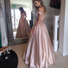 Elegant Off the Shoulder A Line Satin Prom Dress Girls Graduation Long Evening Gown Vestido De Festa