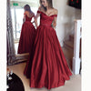 Elegant Off the Shoulder A Line Satin Prom Dress Girls Graduation Long Evening Gown Vestido De Festa
