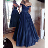Elegant Off the Shoulder A Line Satin Prom Dress Girls Graduation Long Evening Gown Vestido De Festa