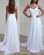 Sexy Spaghetti Straps Boho Beach Wedding Dresses Lace Appliques Bohemian Bridal Dresses