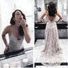 Siaoryne Sexy Spaghetti Straps Long Prom Dress Lace evening Party Gowns for Women