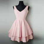 Blush Pink Short Dresses 2022 V Neck Homecoming Gown Girls  8th Grade Junior Prom Dress