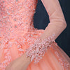 ball gown appliques beading long sleeve modest prom gowns saudi arabia muslim