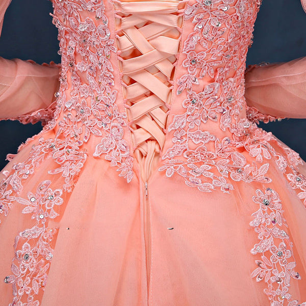 ball gown appliques beading long sleeve modest prom gowns saudi arabia muslim