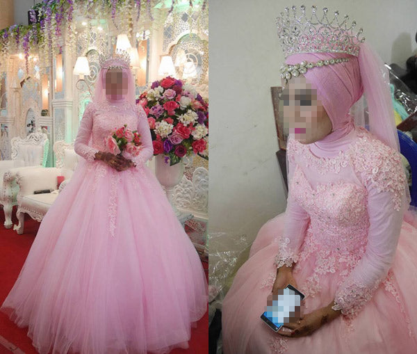 ball gown appliques beading long sleeve modest prom gowns saudi arabia muslim