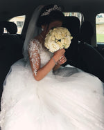 Sexy See Through Princess Appliques Long Sleeves Tulle Wedding Dresses Bridal Ball Gowns