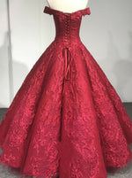 Burgundy Ball Gown Lace Wedding Dresses Quinceanera Dress 2022 Formal Prom Gown WN219