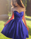 Fancy Sweetheart Red Satin A Line Short Evening Party Dresses Backless Homecoming Dress