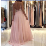 Halter Beading Senior Prom Dress Pink Long Backless Graduation Dress robe courte
