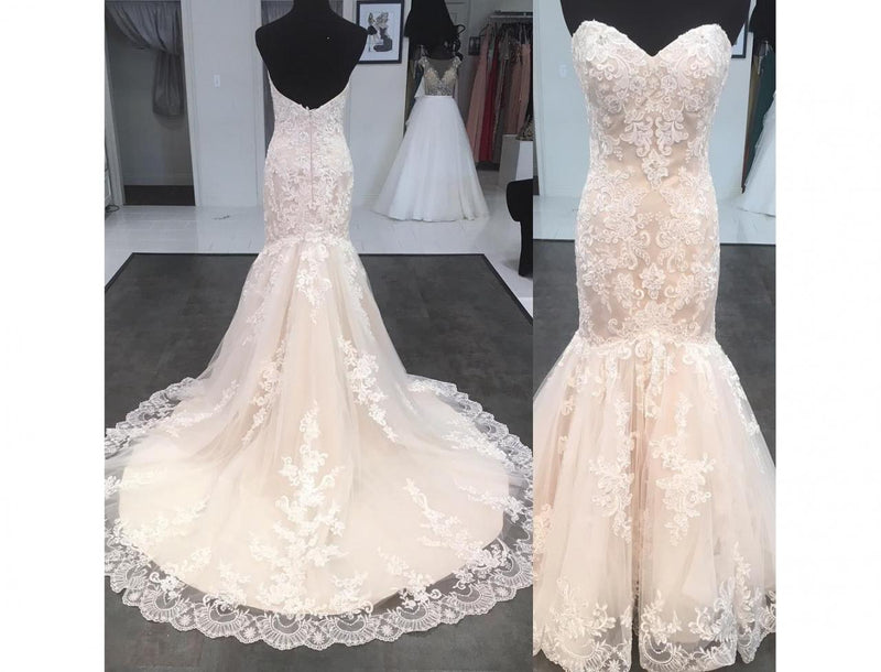 Siaoyne Romantic Lace Backless Mermaid Wedding Dresses Sweetheart Bridal Gowns