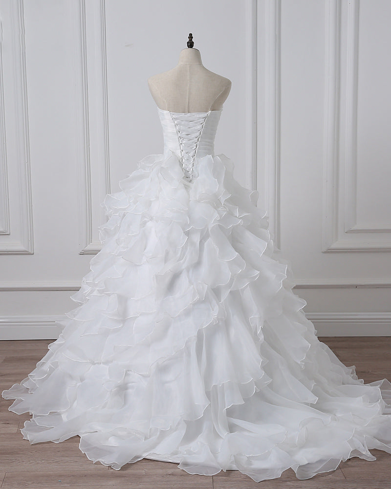 Ruffle Organza Ball Gown Wedding Dresses Sweetheart Bridal Dresses Robe De Mariee