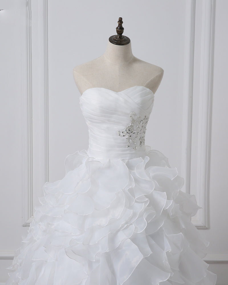 Ruffle Organza Ball Gown Wedding Dresses Sweetheart Bridal Dresses Robe De Mariee