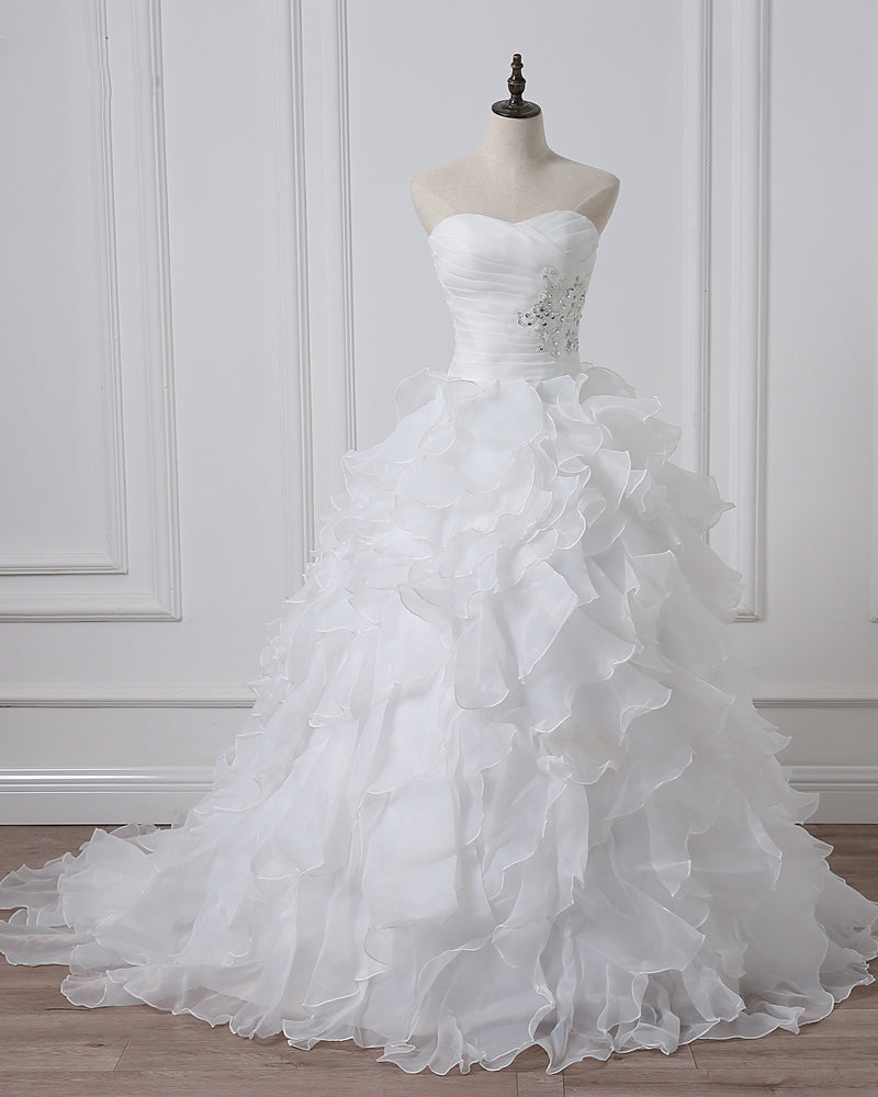 Ruffle Organza Ball Gown Wedding Dresses Sweetheart Bridal Dresses Robe De Mariee