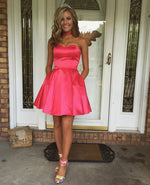 Siaoryne SP001 Simple Satin Sweetheart Homecoming Dress with Pockets Short Semi Formal Gowns 2018