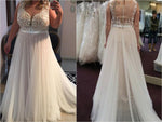Plus Size Lace  and Tulle Beach Bridal Dresses Sexy V Neck WD362