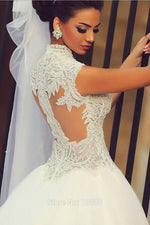 WD3391 Cap Sleeves Sexy Princess Pearl Lace wedding Dress A Line Custom Made High Quality
