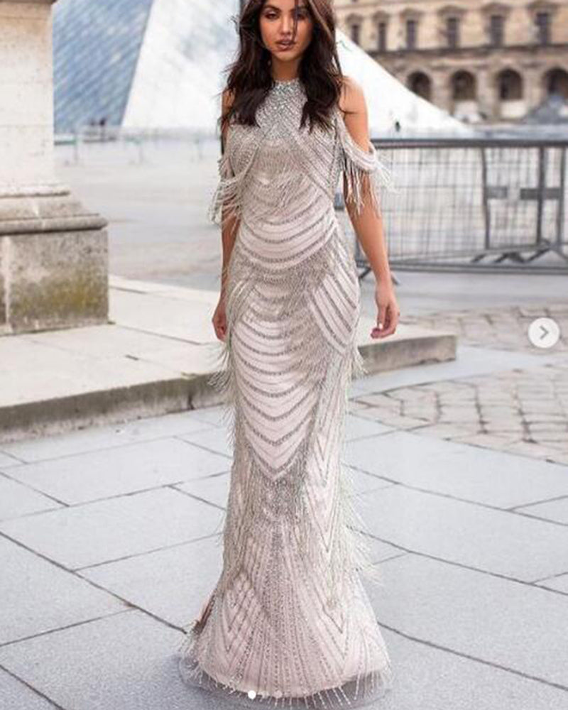 Luxury Rhinestones Beading Evening Dress 2019 Long Mermaid Slit Back Prom Pageant Dresses PL5521