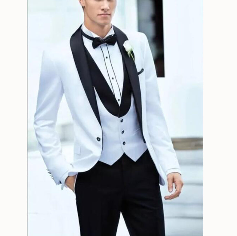Custom Made Smoking Terno Cinza Gray suits Men Set Slim Groom Wedding Tuxedos( jacket+Pants+vest)