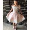 Blush Pink/Ivory Short Prom Dress with Lace Homecoming Junior Graduation Gown 2020