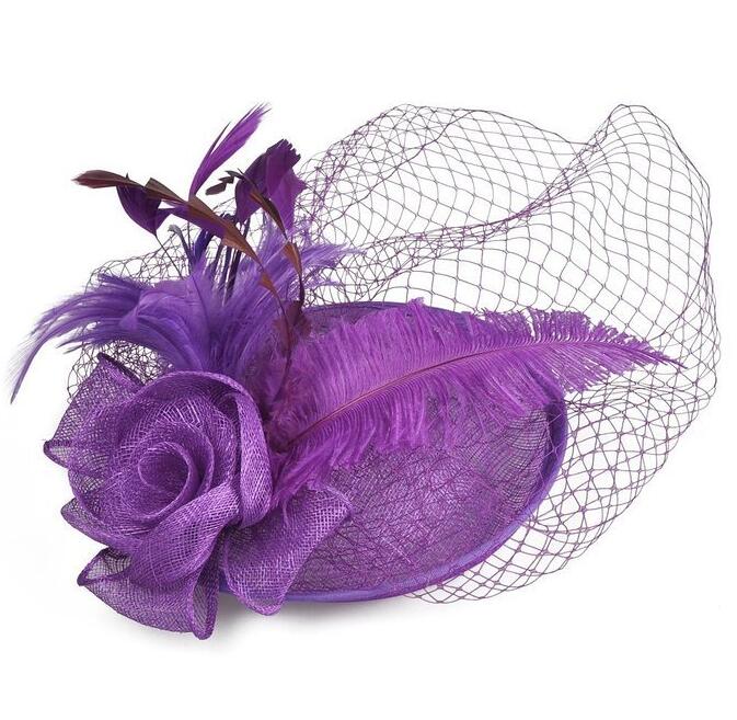 Ladies Royal Fascinators Wedding Races Sinamay Cocktail Fascinator Women Linen Feather Hat Party Fedora Cap 2018 New