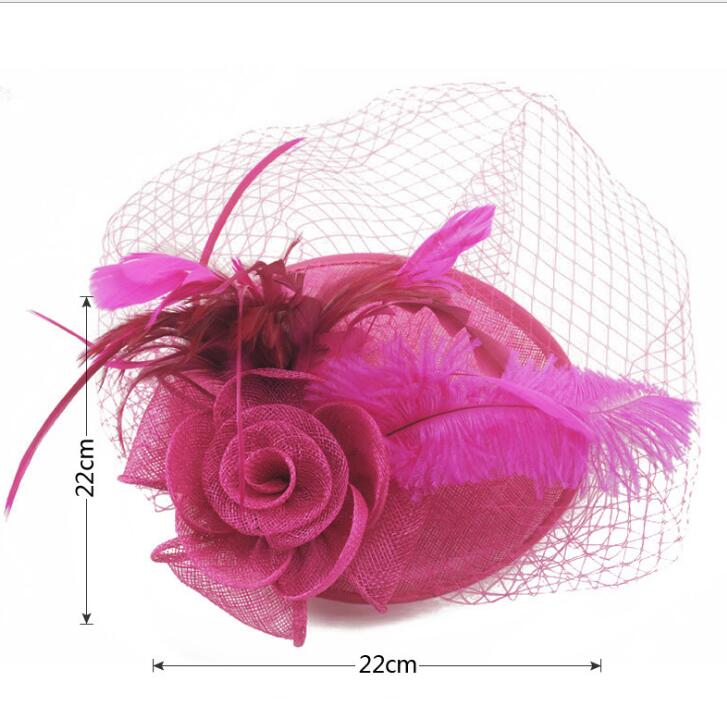 Ladies Royal Fascinators Wedding Races Sinamay Cocktail Fascinator Women Linen Feather Hat Party Fedora Cap 2018 New