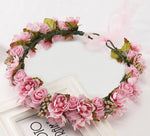 Sweet Bohem Bride Women Flower Crown Hair Band Wedding Floral Headband Garland Girl Flower Wreath Hair Accessories