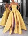 Lavender Strapless Formal Gowns Women 2019 Prom Dresses Long with Slit PL3644