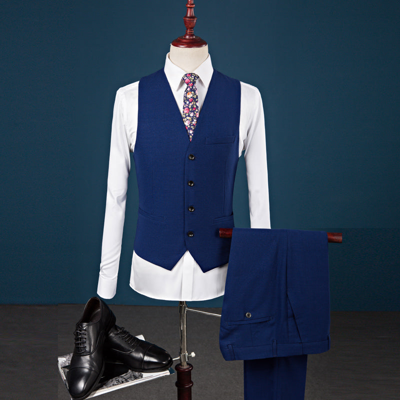Blue Men Wedding Suit Tuxedo Three Pieces(Jacket +vest +pants)