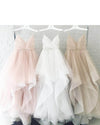 Poofy White/Pink/Champagne Wedding Dress with Spaghetti Straps WD554