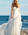 Elegant Ivory Chiffon Beach Wedding Dresses with Off Shoulder WD652
