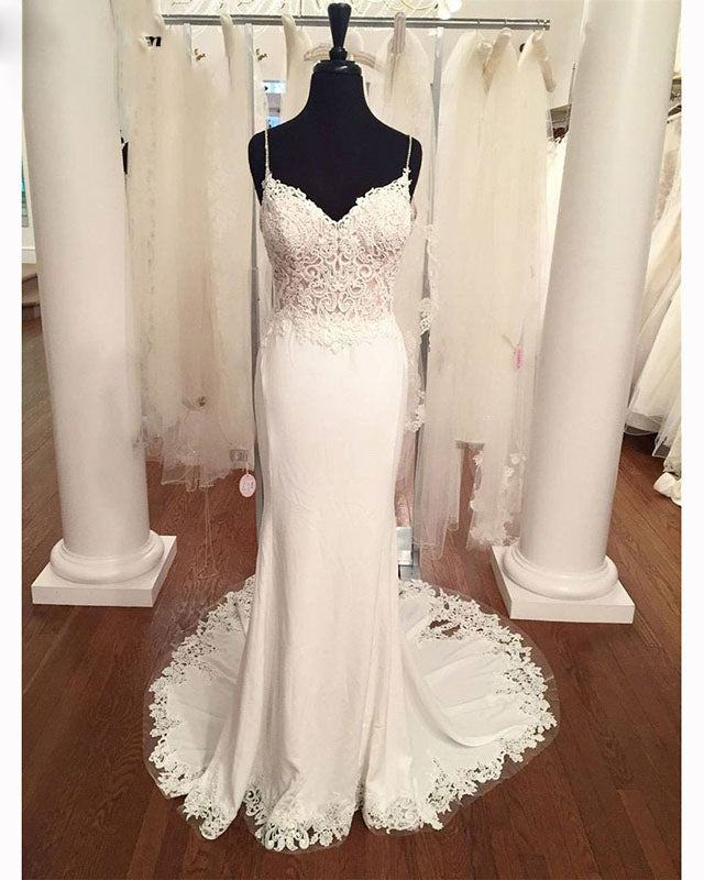 Mermaid Lace Beach Wedding Dress Boho Bridal Gown WD874