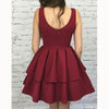 Burgundy Short Homecoming Prom Dress with Straps Junior Graduation Gown