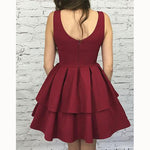 Burgundy Short Homecoming Prom Dress with Straps Junior Graduation Gown