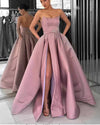 Lavender Strapless Formal Gowns Women 2019 Prom Dresses Long with Slit PL3644
