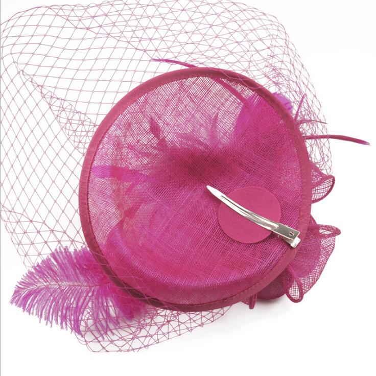 Ladies Royal Fascinators Wedding Races Sinamay Cocktail Fascinator Women Linen Feather Hat Party Fedora Cap 2018 New