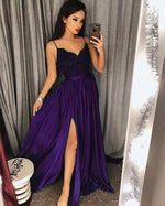 Teal Long Spaghetti Straps Long Party Prom Dresses with Slit party Gown PL2058