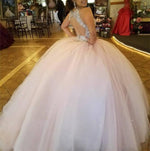 Siaoryne Beading Crystal Blush Pink Ball Gown Girls Sweet Sixteen Quinceanera Dresses Masquerade PL1104