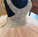 Siaoryne Beading Crystal Blush Pink Ball Gown Girls Sweet Sixteen Quinceanera Dresses Masquerade PL1104