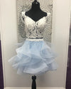 Poofy Skye Blue Short Homecoming dress 2 Pieces Short Graduation Party Gown