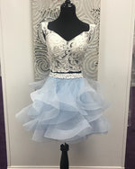 Poofy Skye Blue Short Homecoming dress 2 Pieces Short Graduation Party Gown