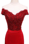 Siaoryne LP003 Red Lace Mermaid Bridesmaid Dress off the Shoulder Wedding Guests Dress