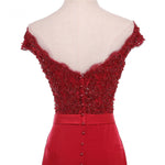 Siaoryne LP003 Red Lace Mermaid Bridesmaid Dress off the Shoulder Wedding Guests Dress