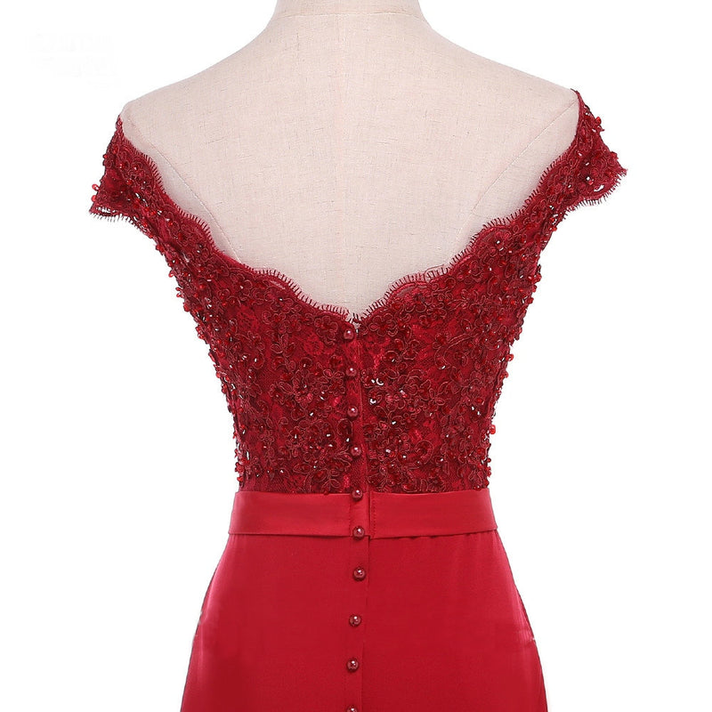 Siaoryne LP003 Red Lace Mermaid Bridesmaid Dress off the Shoulder Wedding Guests Dress